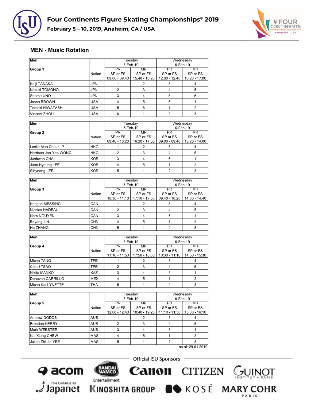 Four Continents Figure Skating Championships® 2019 February 5 – 10, 2019, Anaheim, CA / USA