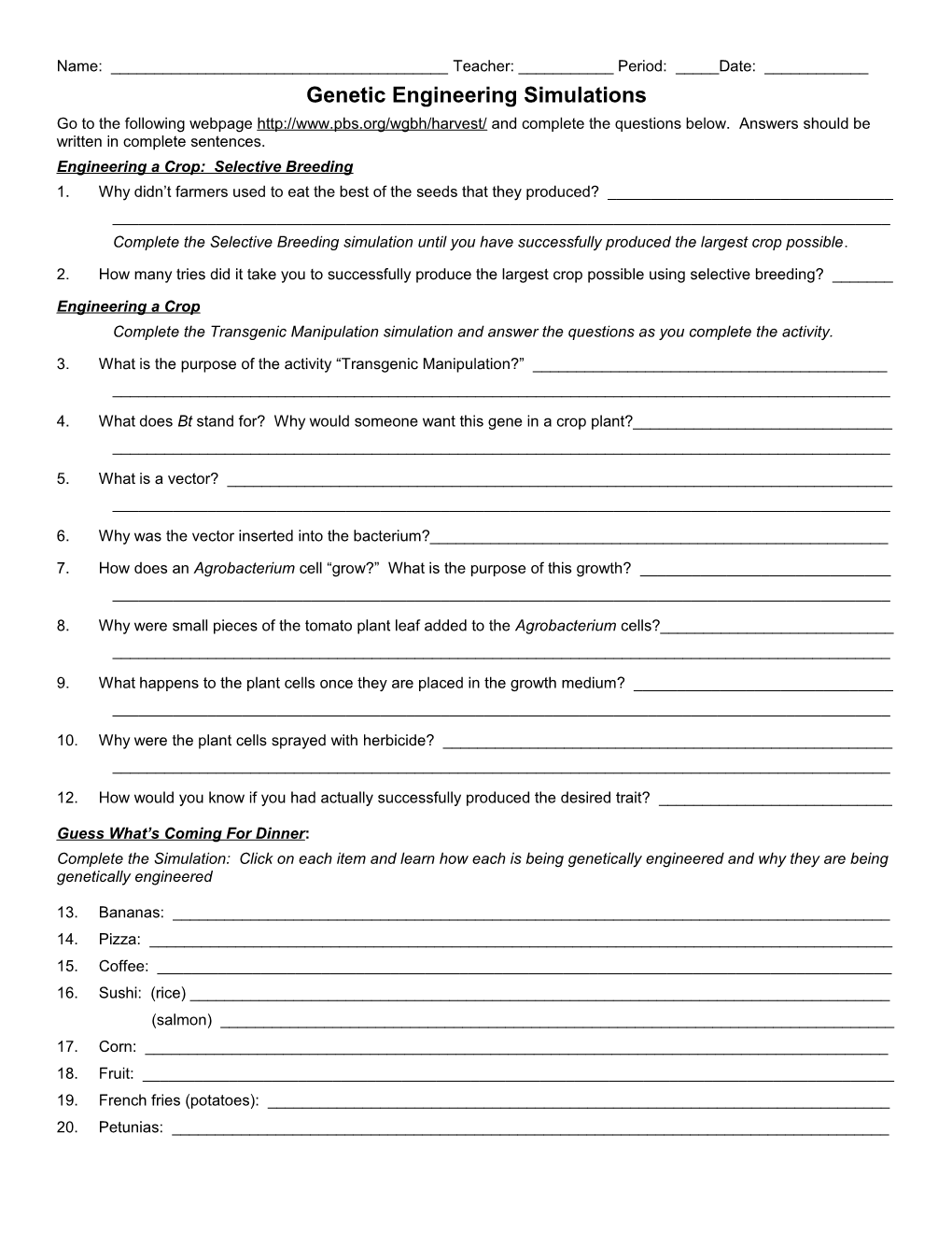 Genetic Engineering Webquest