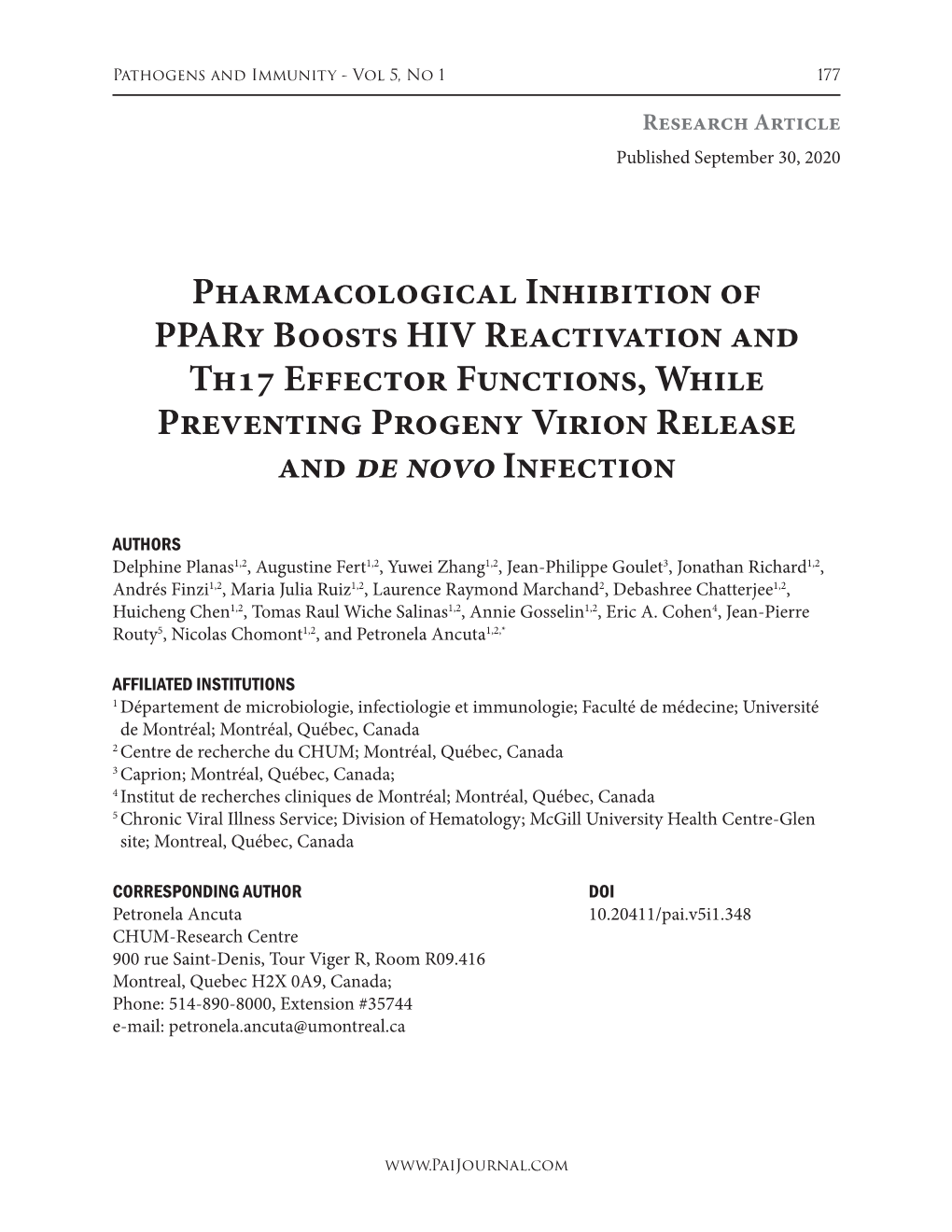 Pharmacological Inhibition of Ppary Boosts HIV Reactivation and Th17 Effector Functions, While Preventing Progeny Virion Release and De Novo Infection