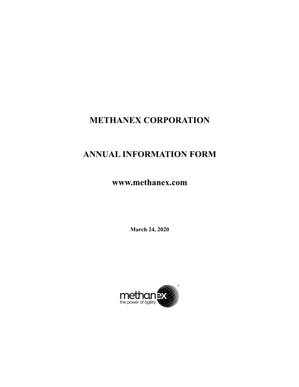 Methanex Corporation Annual Information Form