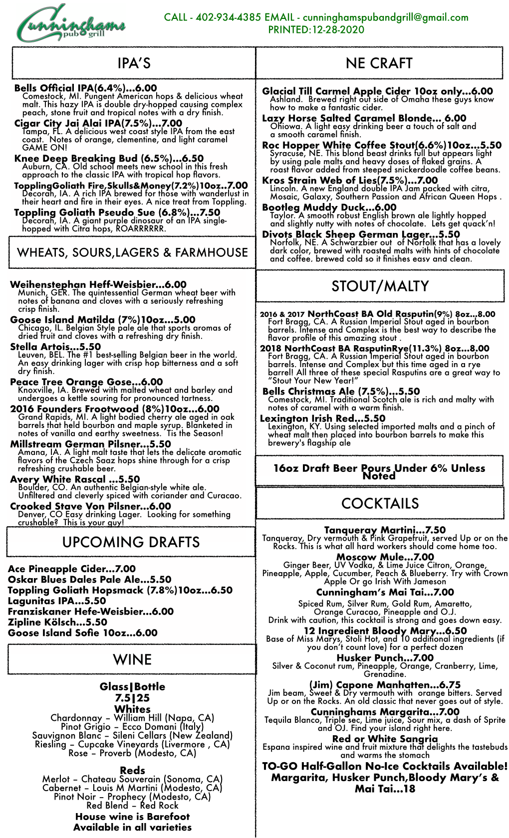 Beer :Cocktail List