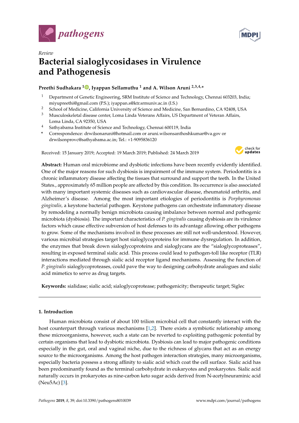 Bacterial Sialoglycosidases in Virulence and Pathogenesis