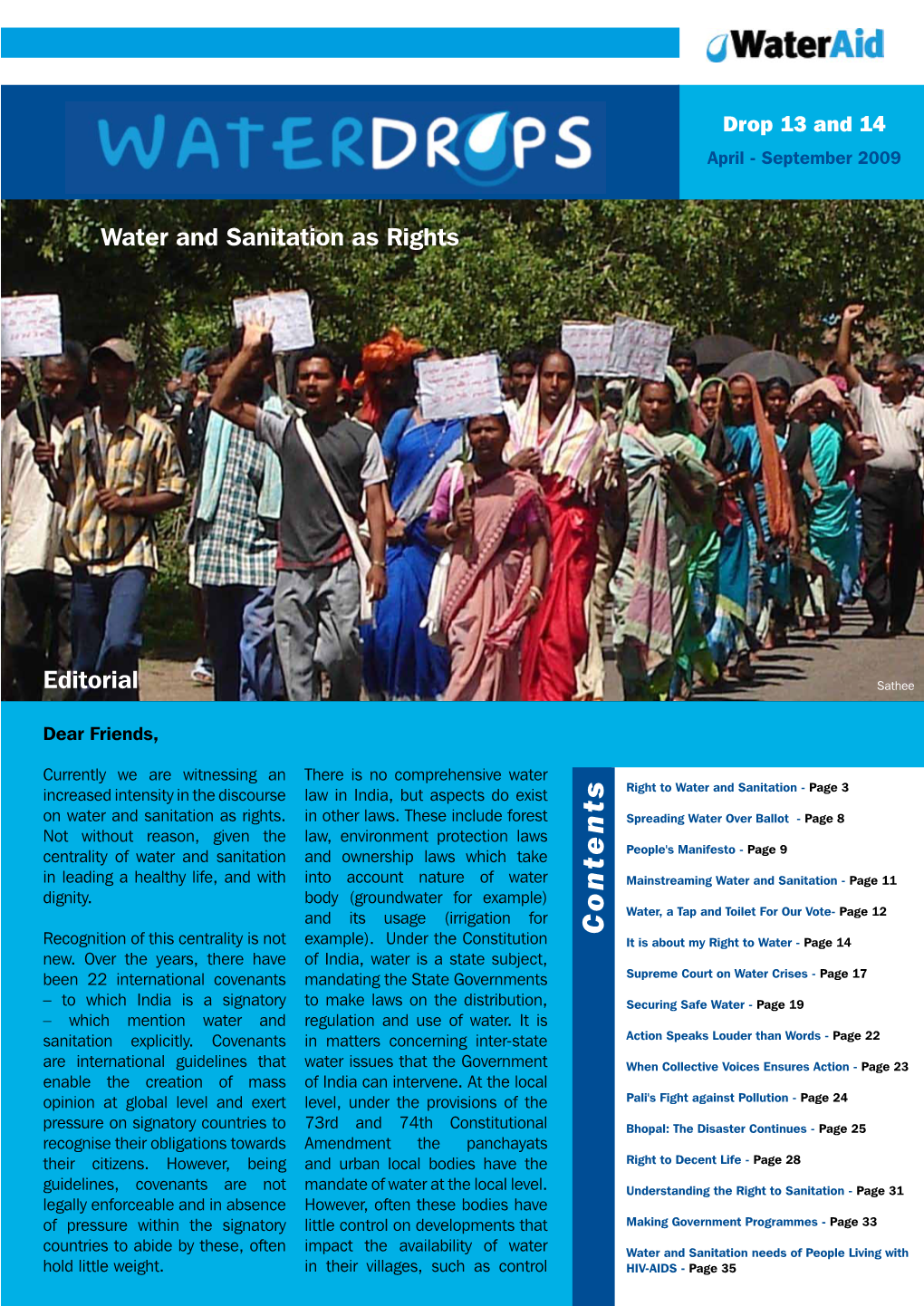 Water Drops: Wateraid India Newsletter, April