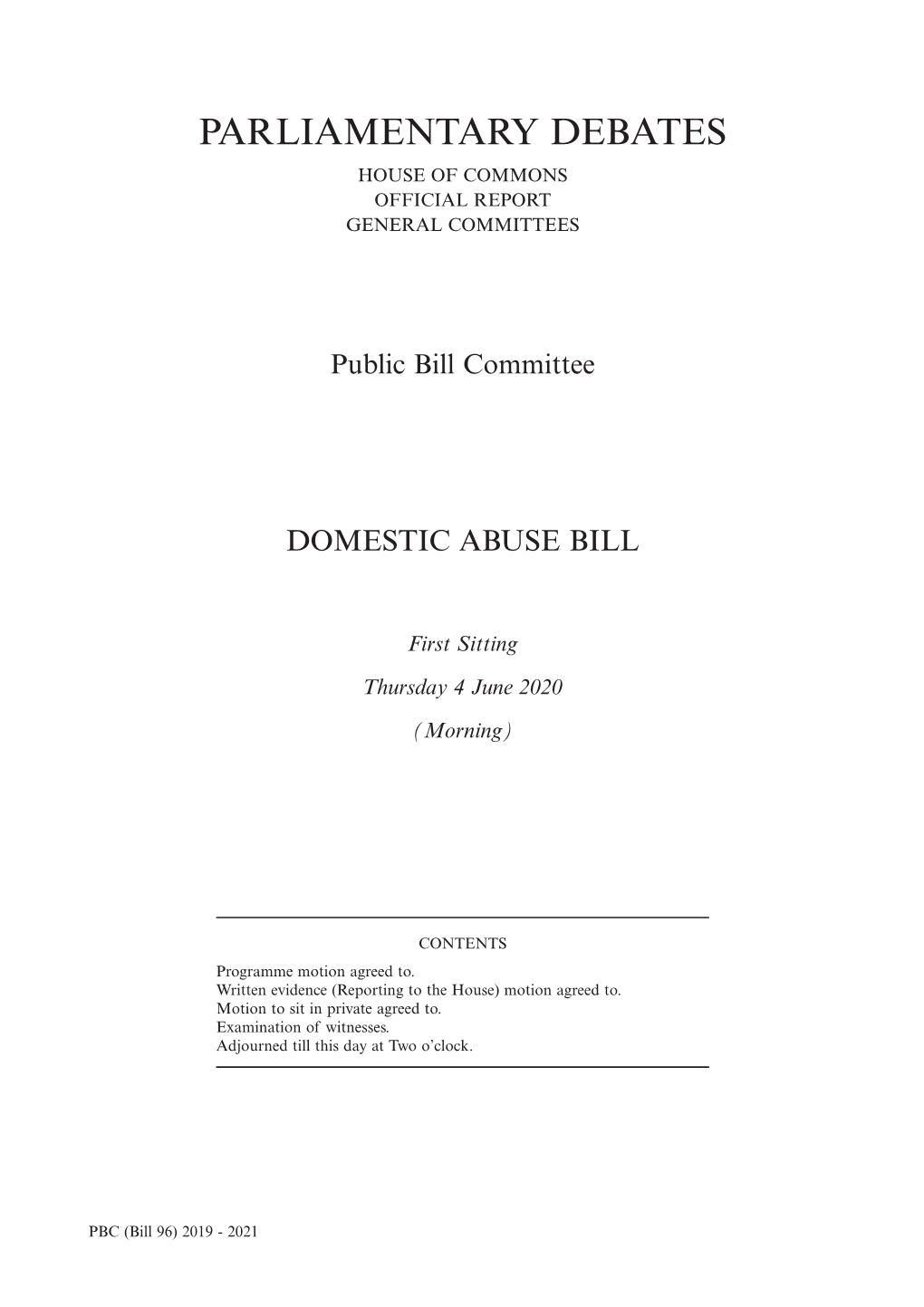 Parliamentary Debates House of Commons Official Report General Committees