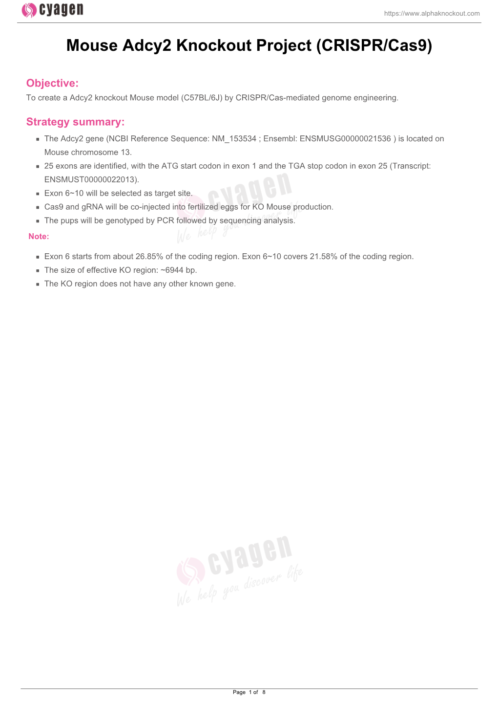 Mouse Adcy2 Knockout Project (CRISPR/Cas9)