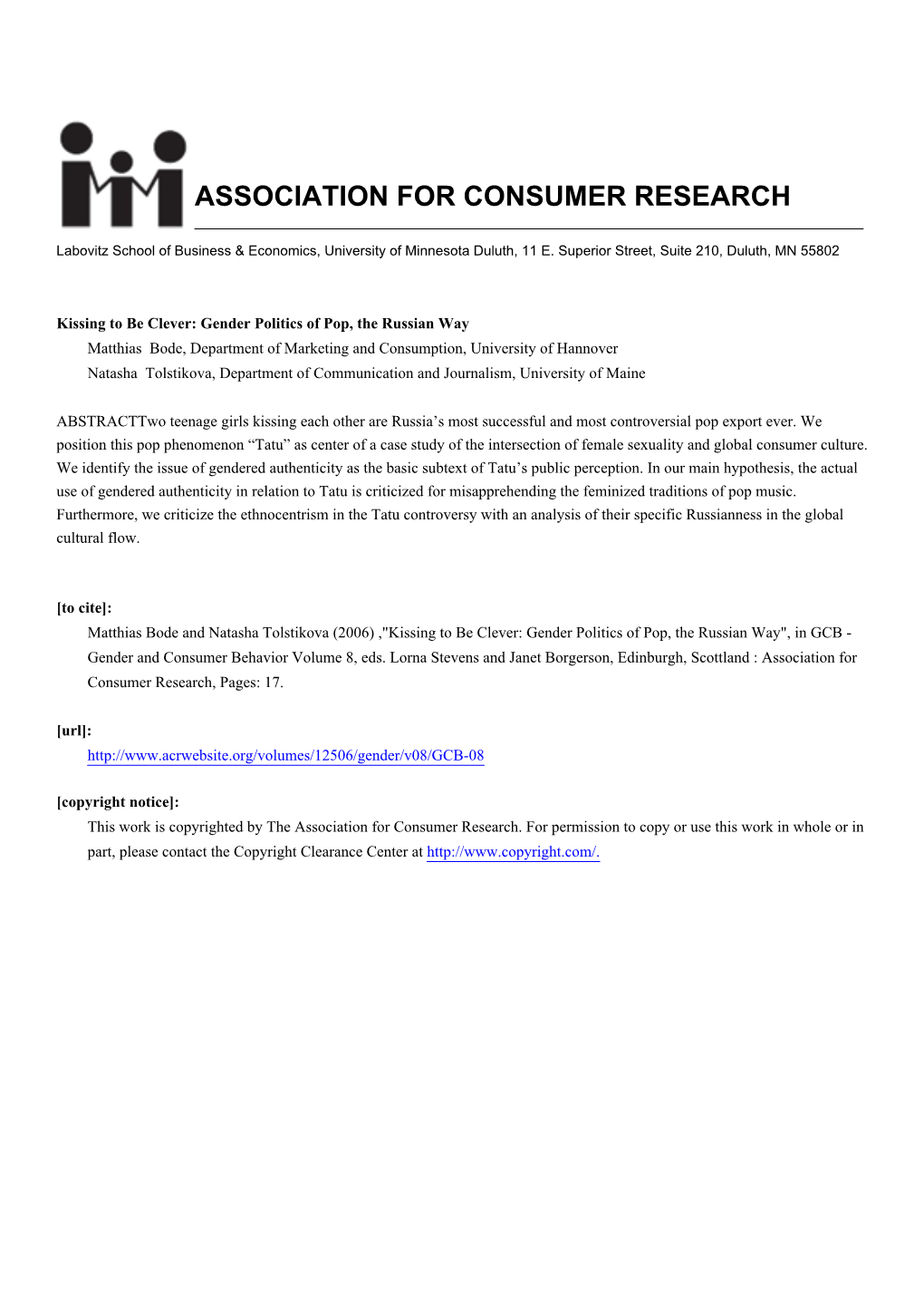 Association for Consumer Research