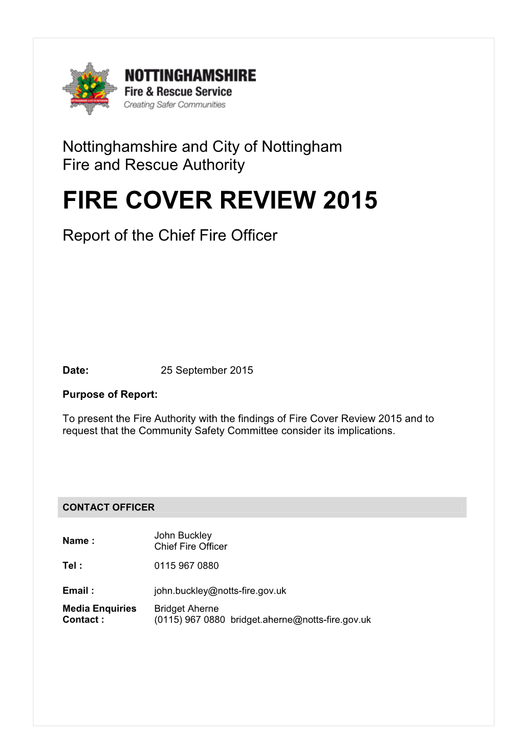 Fire Cover Review 2015