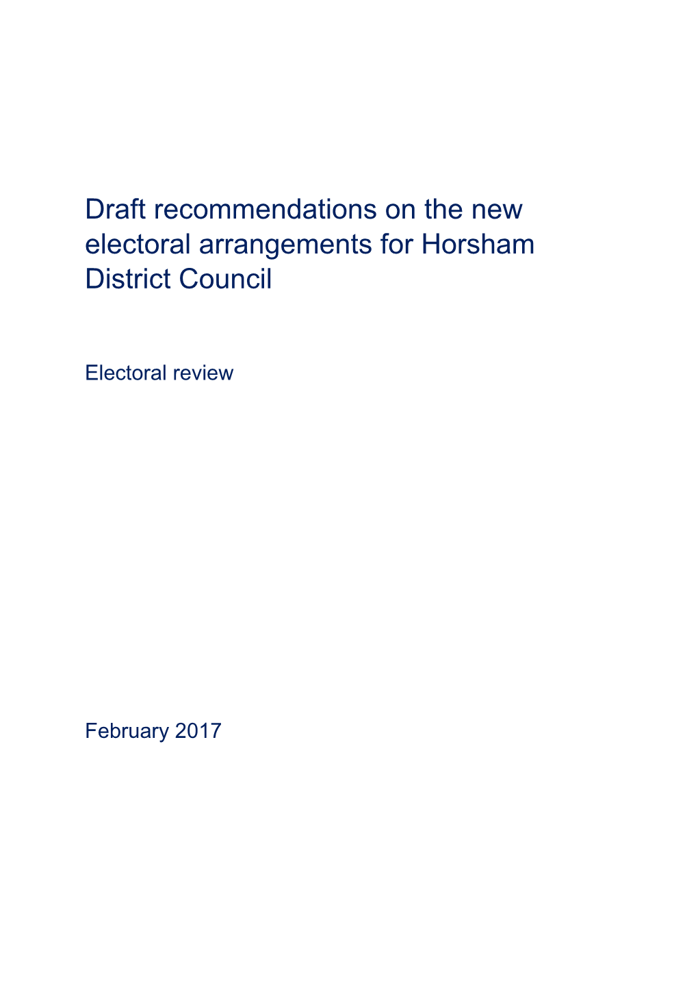 Response to Consultation on Horsham District Council's Electoral Boundary Re