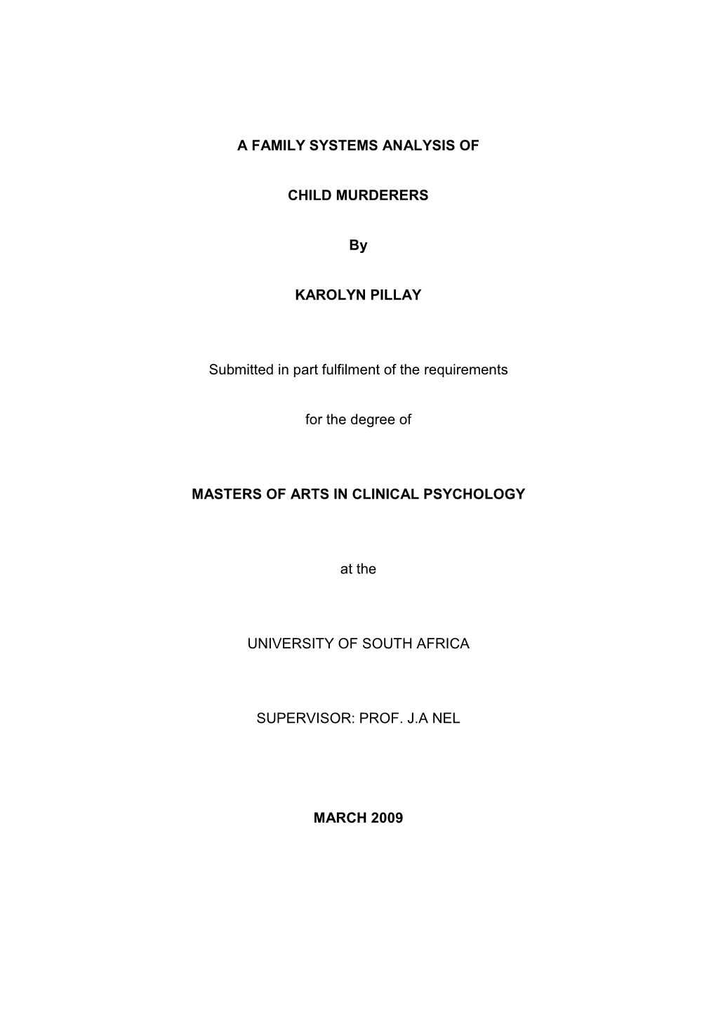 A Family Systems Analysis Of