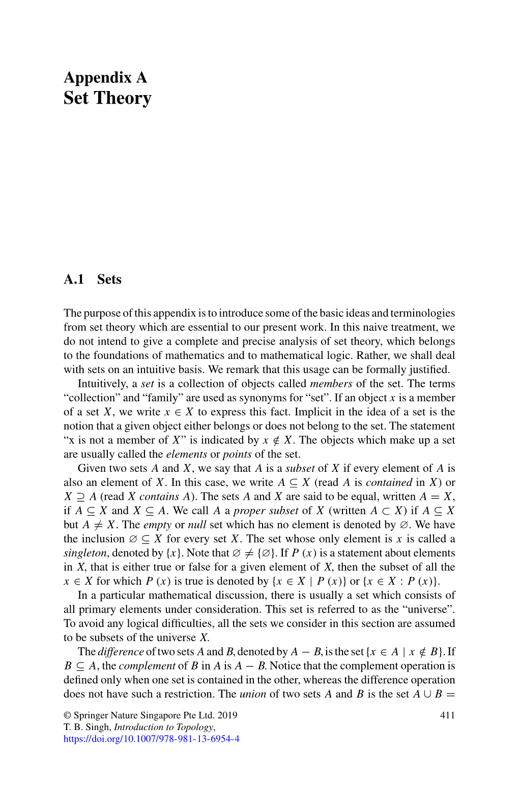 Appendix a Set Theory