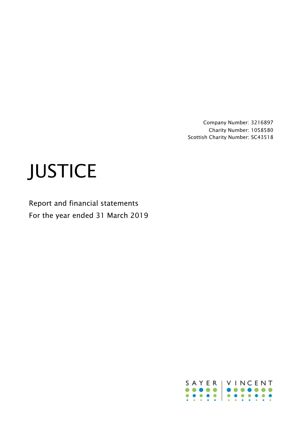 JUSTICE Financial Report 2019