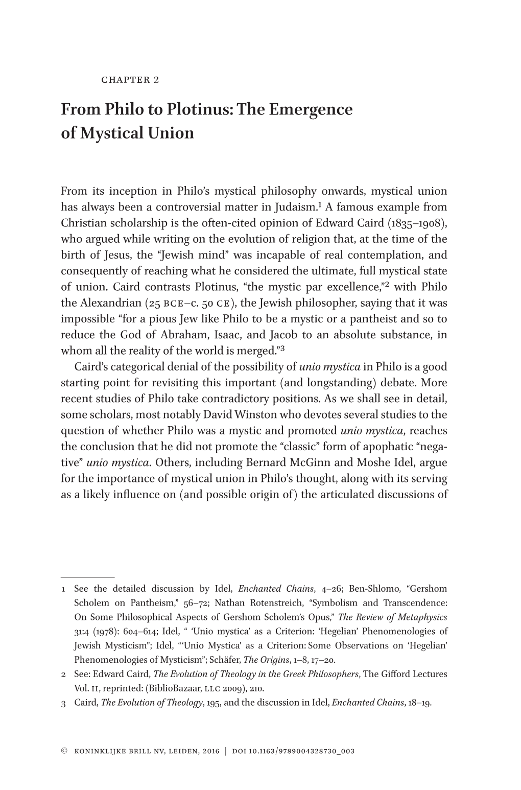 From Philo to Plotinus: the Emergence of Mystical Union