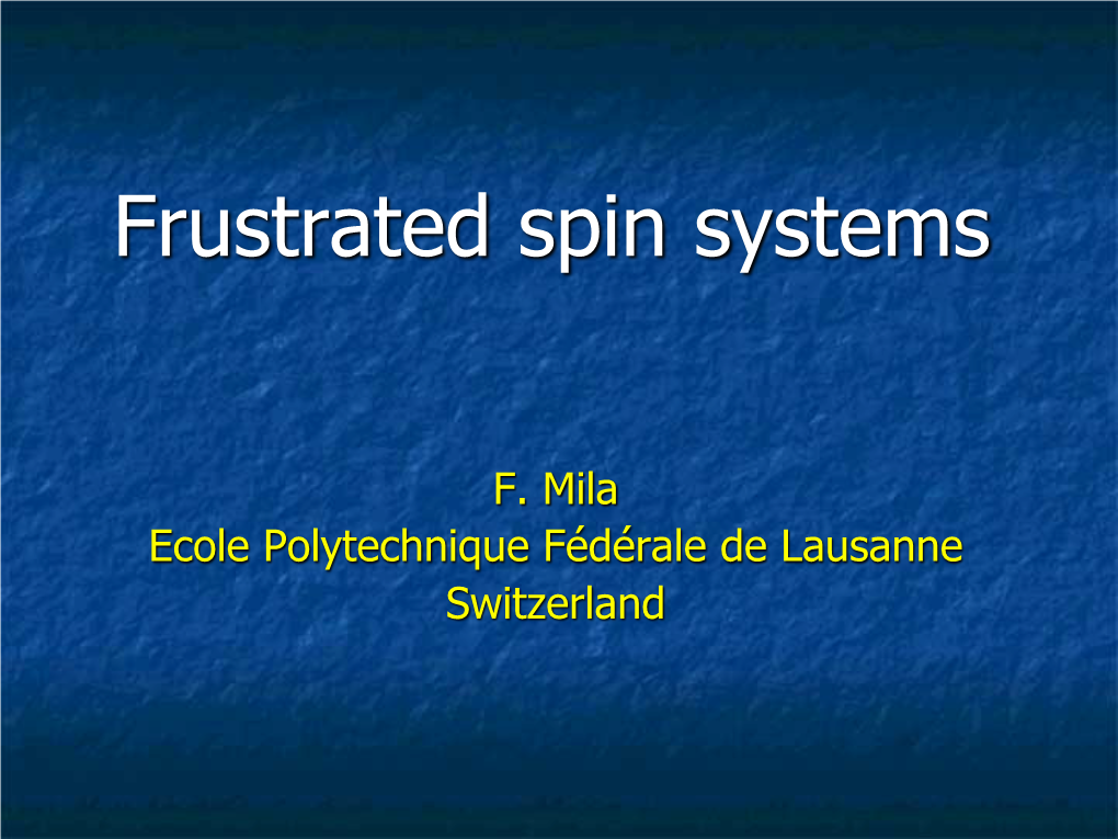 Frustrated Spin Systems