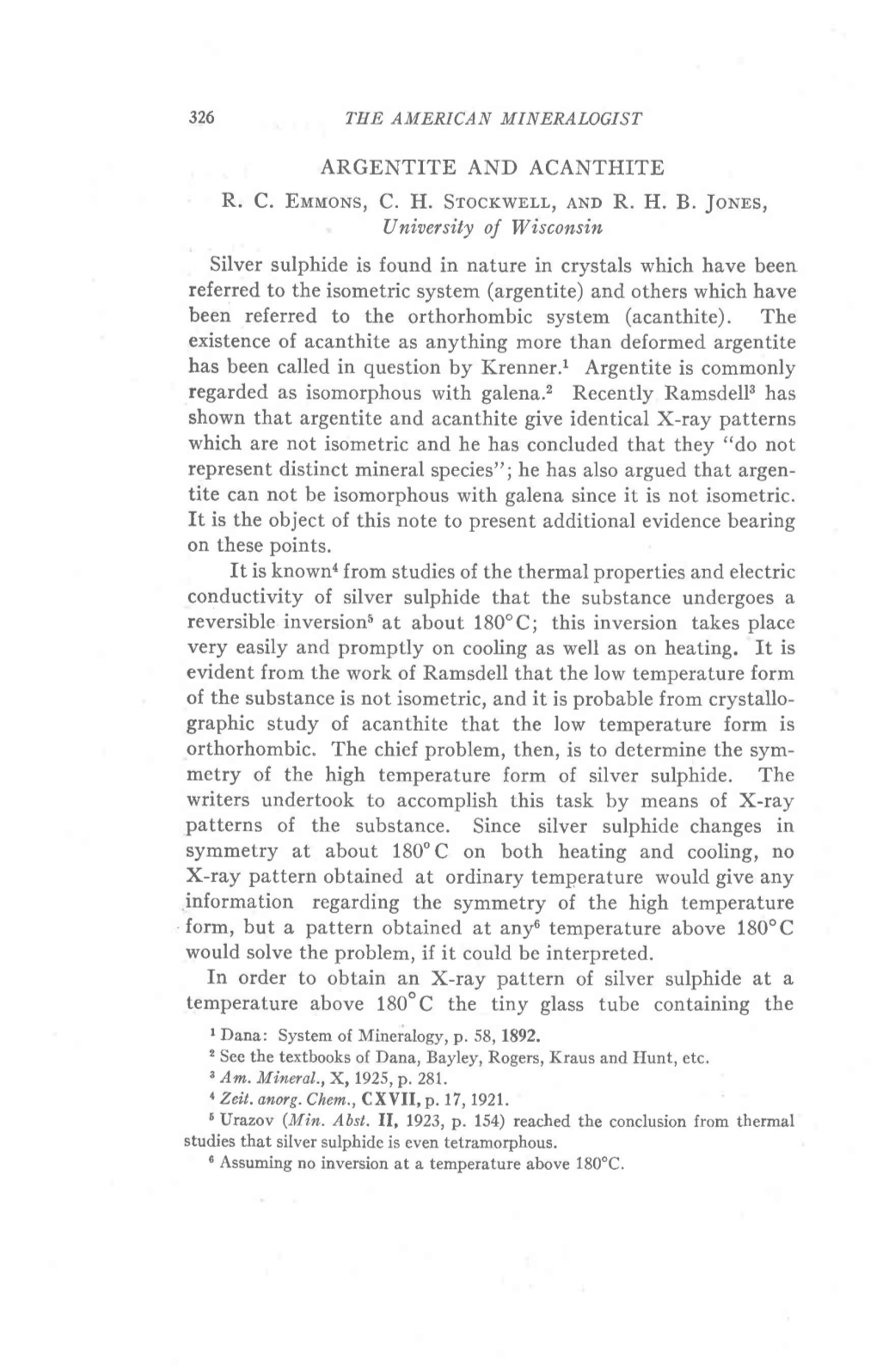 ARGENTITE and ACANTHITE R. C. Elruons, C. H. Srocrwbll, AND