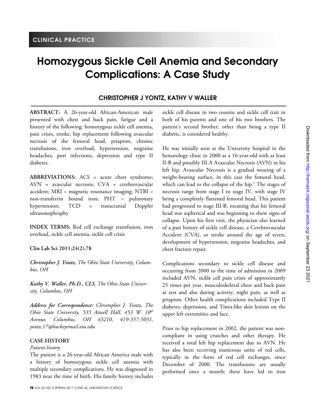 Homozygous Sickle Cell Anemia and Secondary Complications: a Case Study