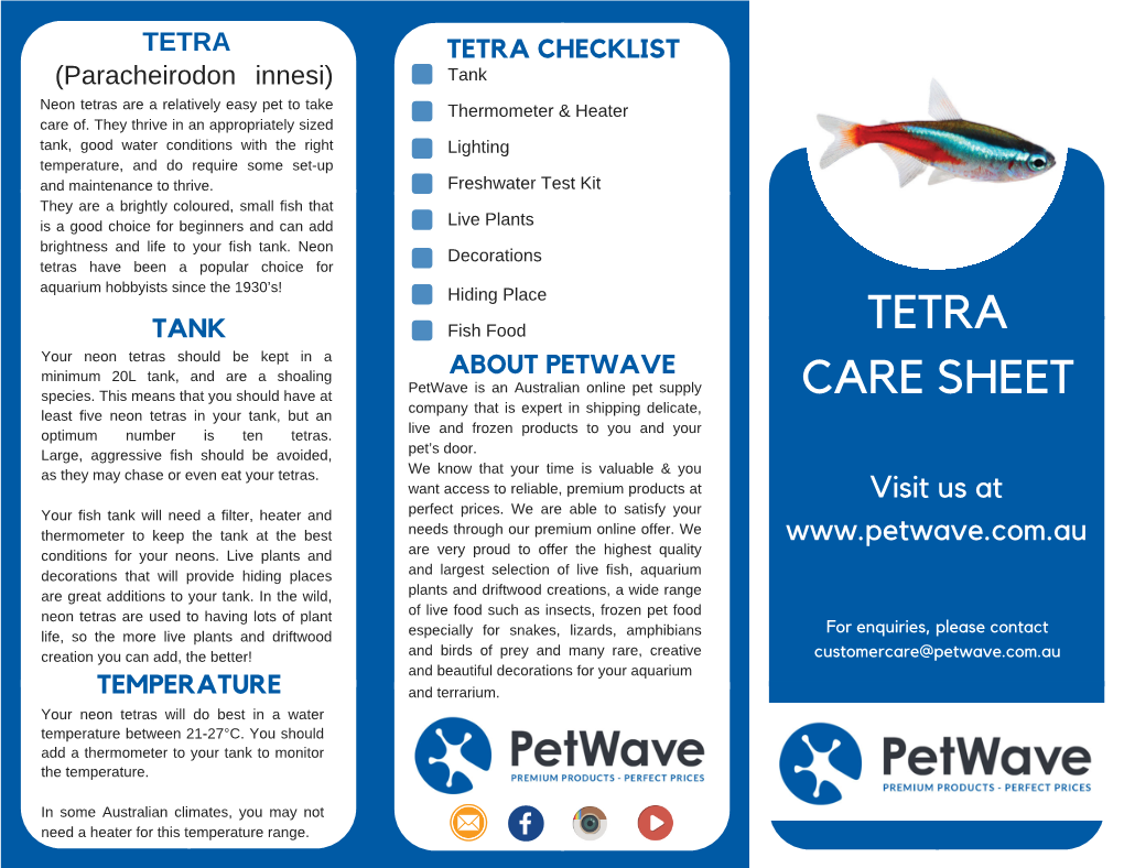 Tetra Care Sheet