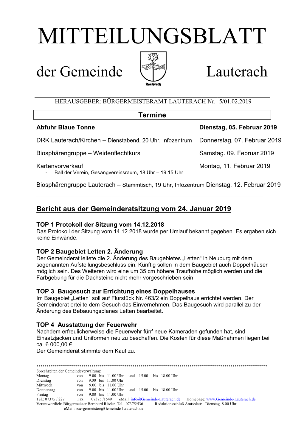 MITTEILUNGSBLATT Der Gemeinde Lauterach