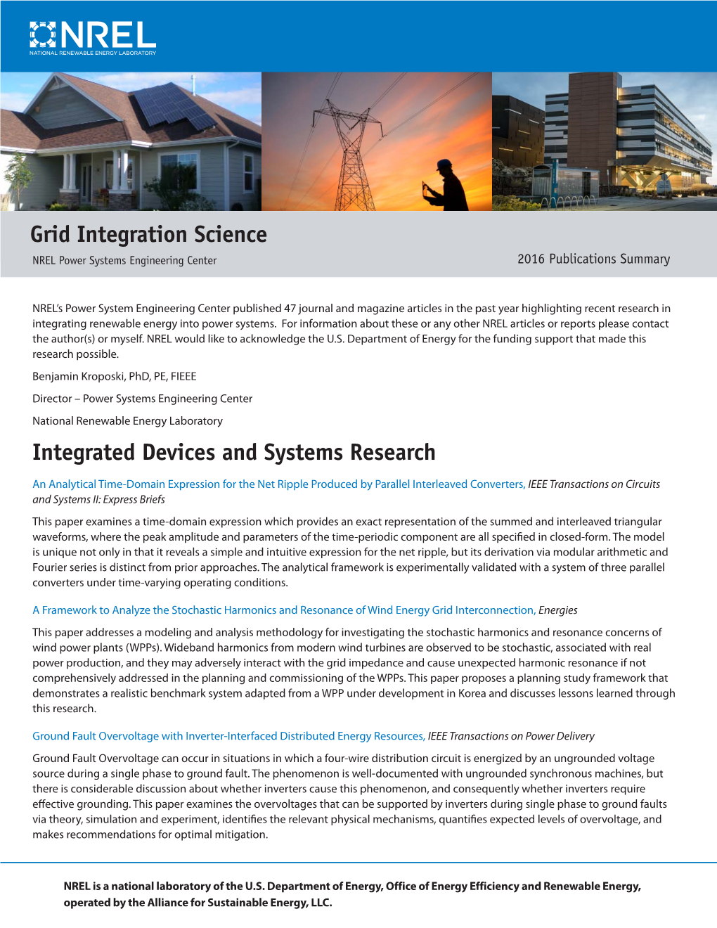 Grid Integration Science, NREL Power Systems Engineering Center