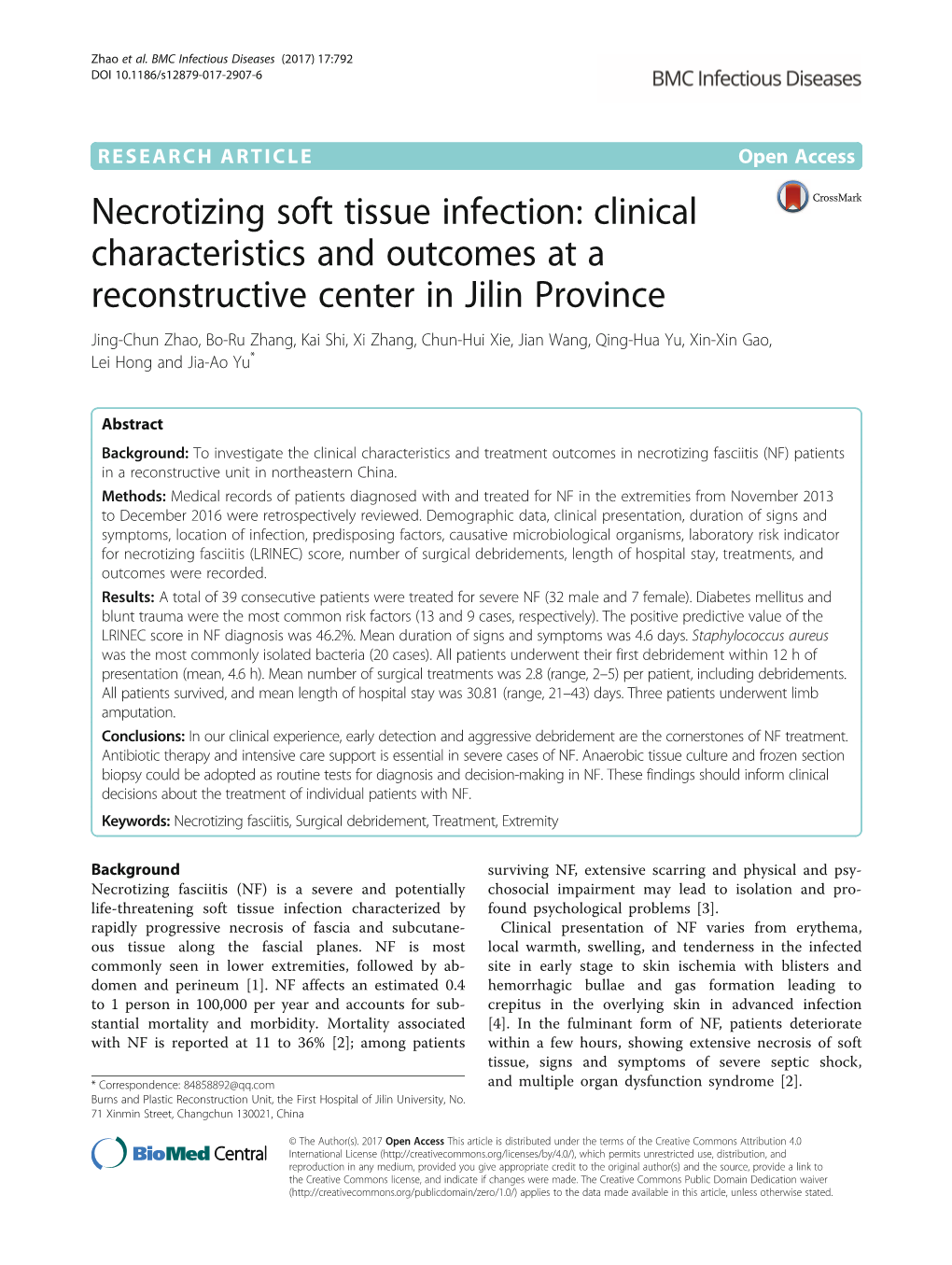 Necrotizing Soft Tissue Infection: Clinical Characteristics And