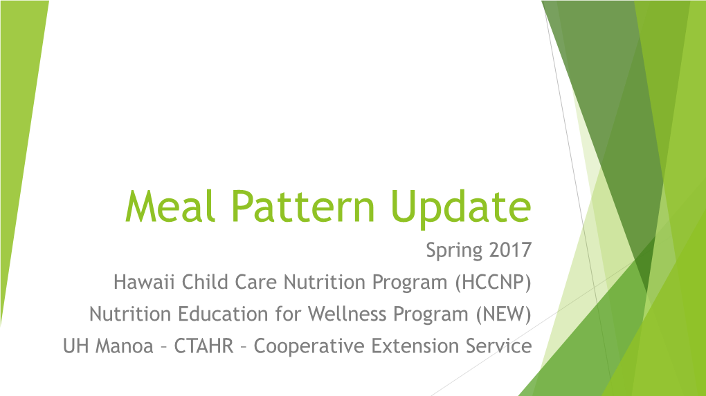 New USDA Meal Pattern Requirements