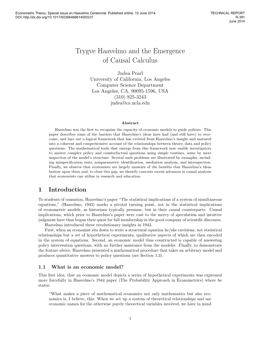 Trygve Haavelmo and the Emergence of Causal Calculus