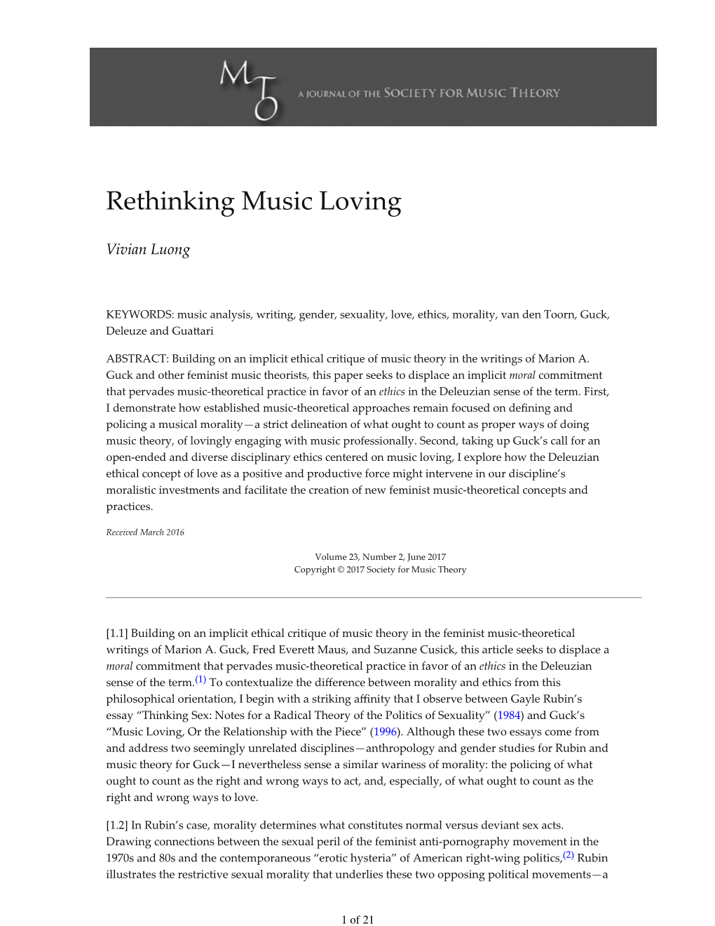 MTO 23.2: Luong, Rethinking Music Loving