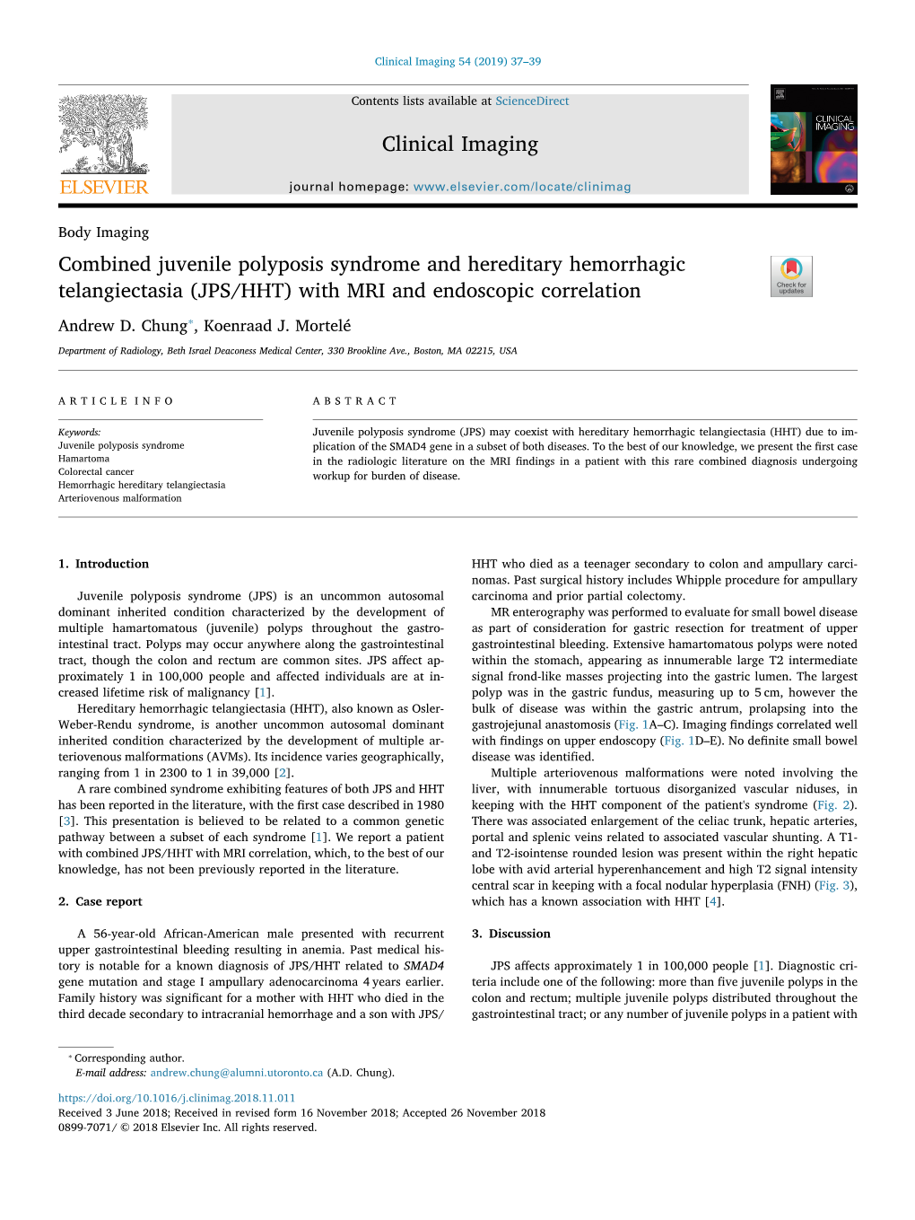 (JPS/HHT) with MRI and Endoscopic Correlation T ⁎ Andrew D