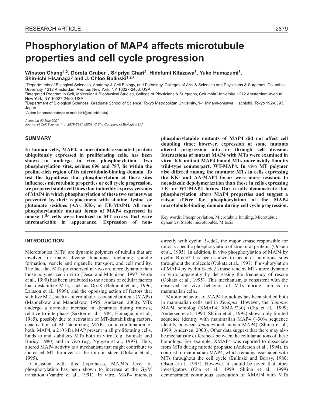 Phosphorylation Mutants of MAP4 2881