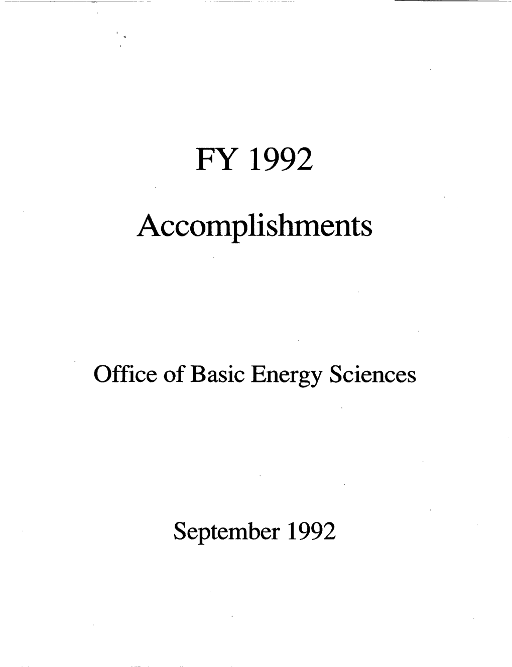 FY 1992 Accomplishments