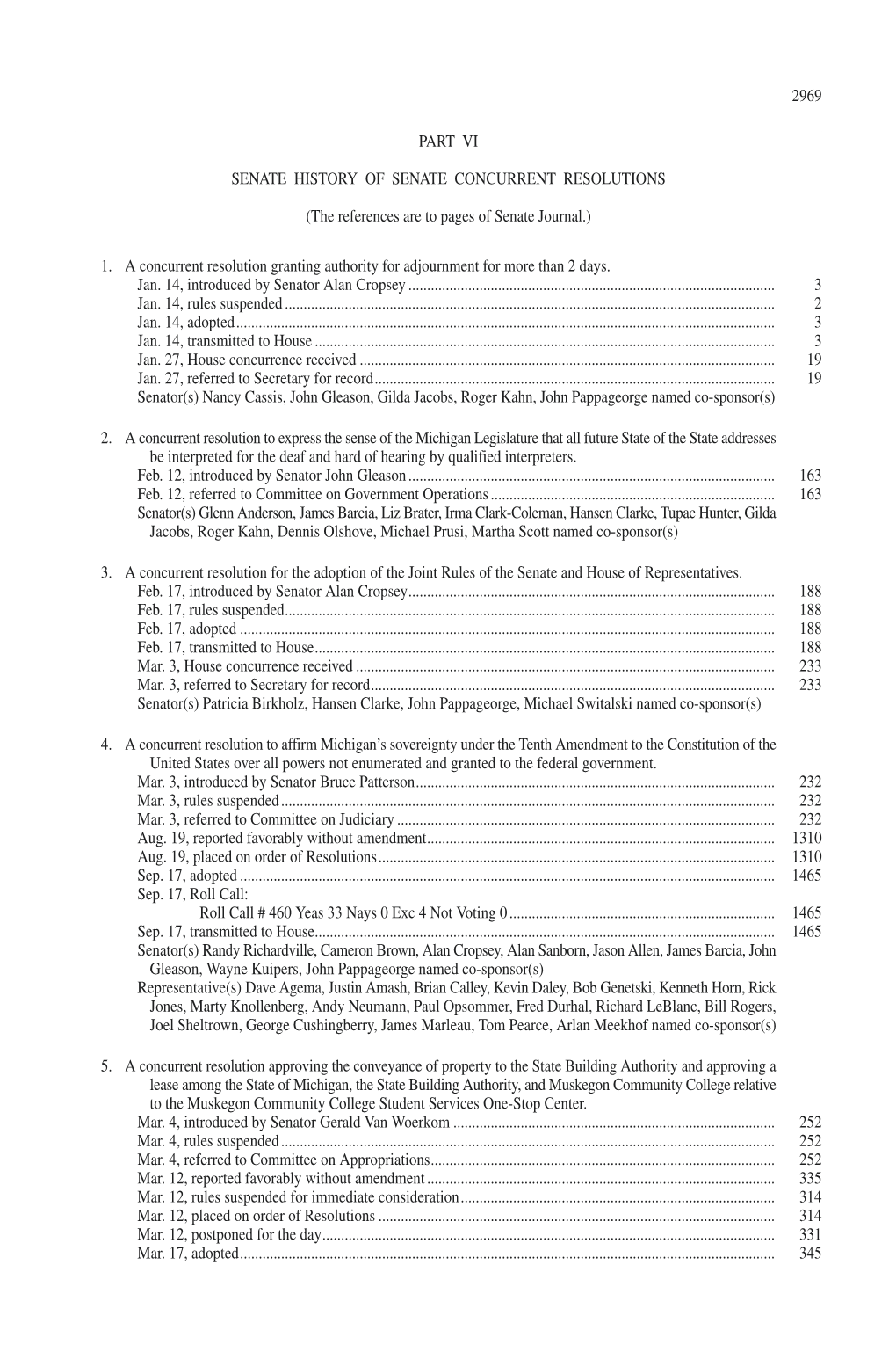 Senate History of Senate Concurrent Resolutions