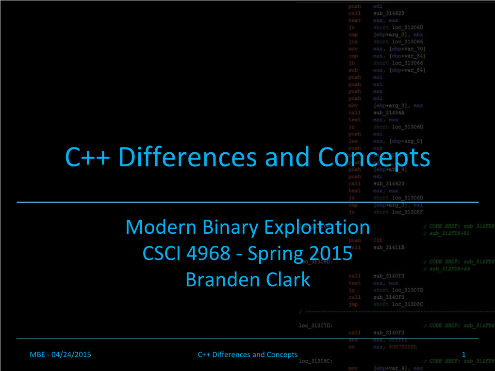 C++ Differences and Concepts