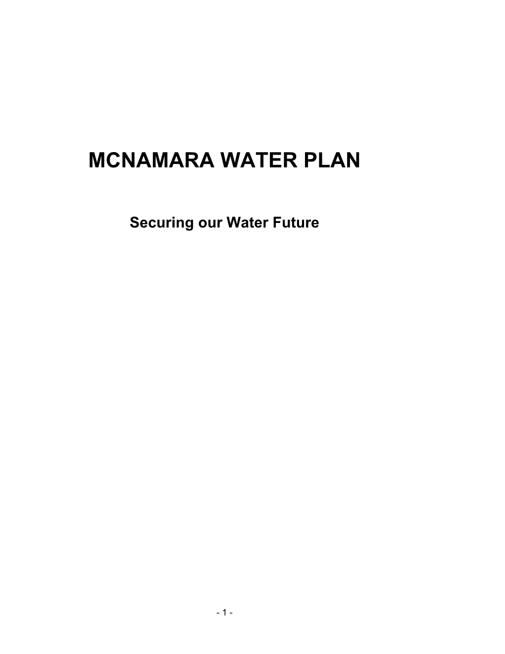 Mcnamara Water Plan Doc 290109 Final for Release