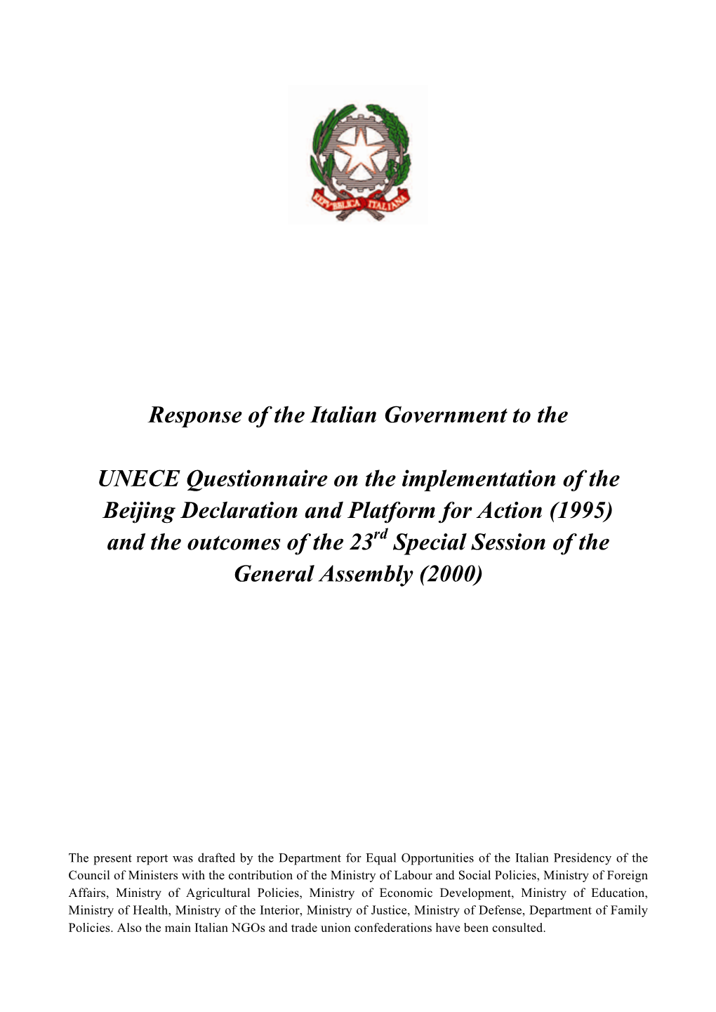 Italy Beijing+20 National Report Submitted at the 59Th