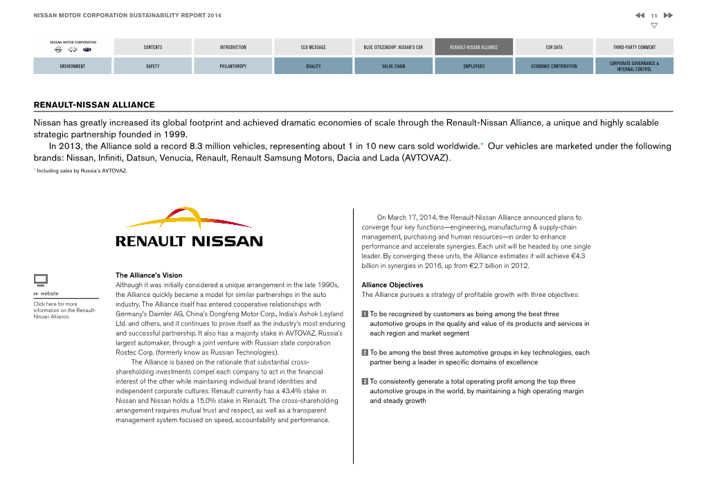 Renault-Nissan Alliance Csr Data Third-Party Comment