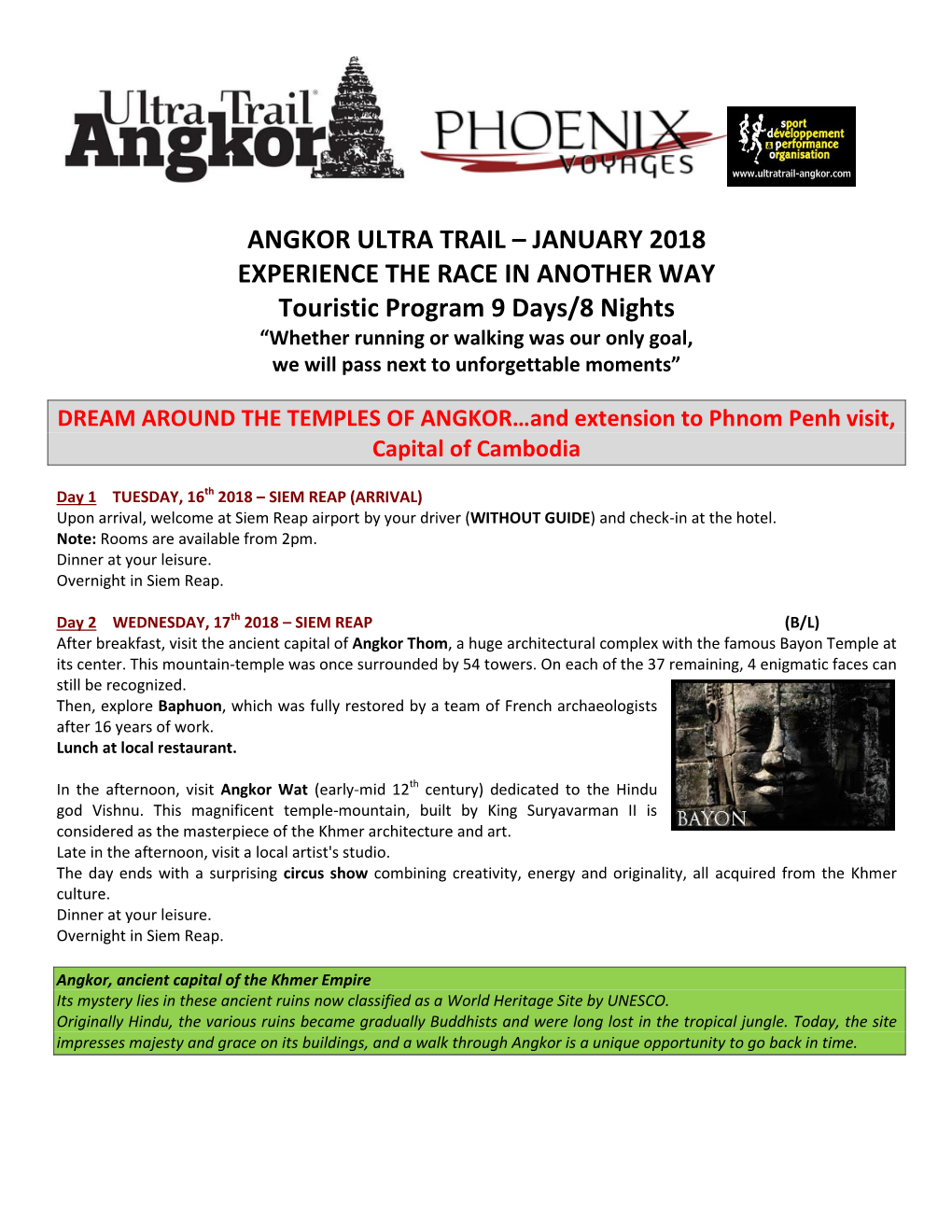 Angkor Ultra Trail – January 2018 Experience the Race In