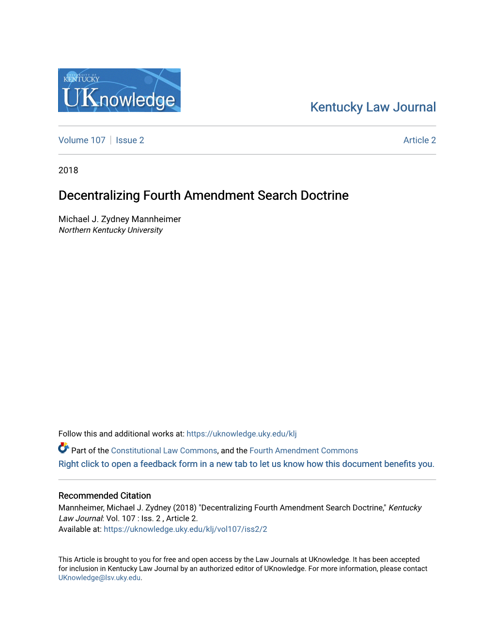 Decentralizing Fourth Amendment Search Doctrine