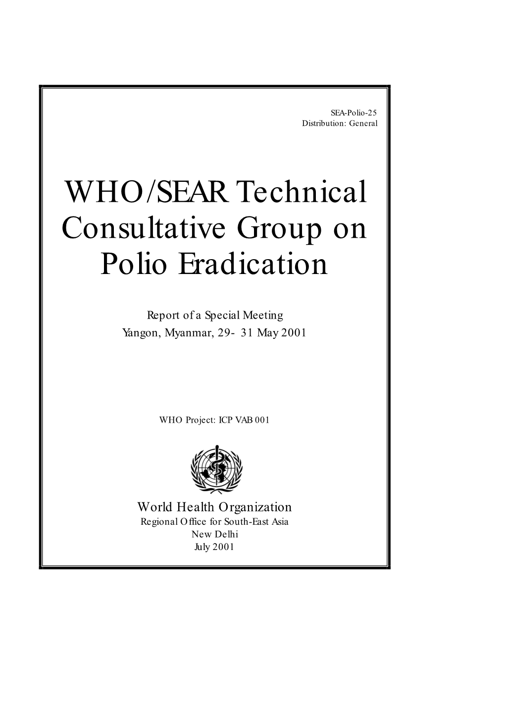 WHO/SEAR Technical Consultative Group on Polio Eradication