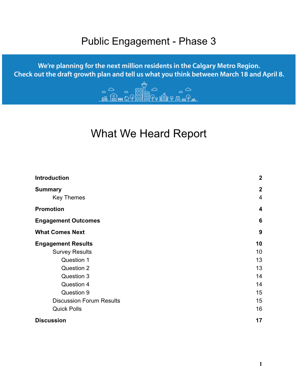 Public Engagement Phase 3: What We Heard