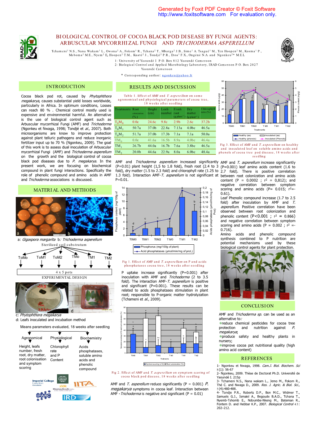 Biological Control of Cocoa Black Pod Disease by Fungi Agents: Arbuscular Mycorrhizal Fungi and Trichoderma Asperellum