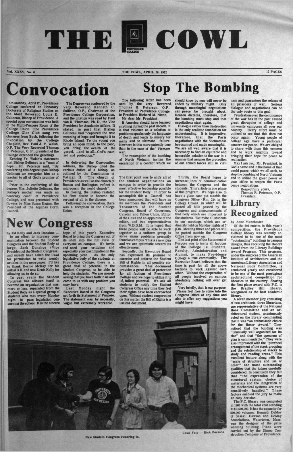The Cowl, April 26, 1972 12 Pages