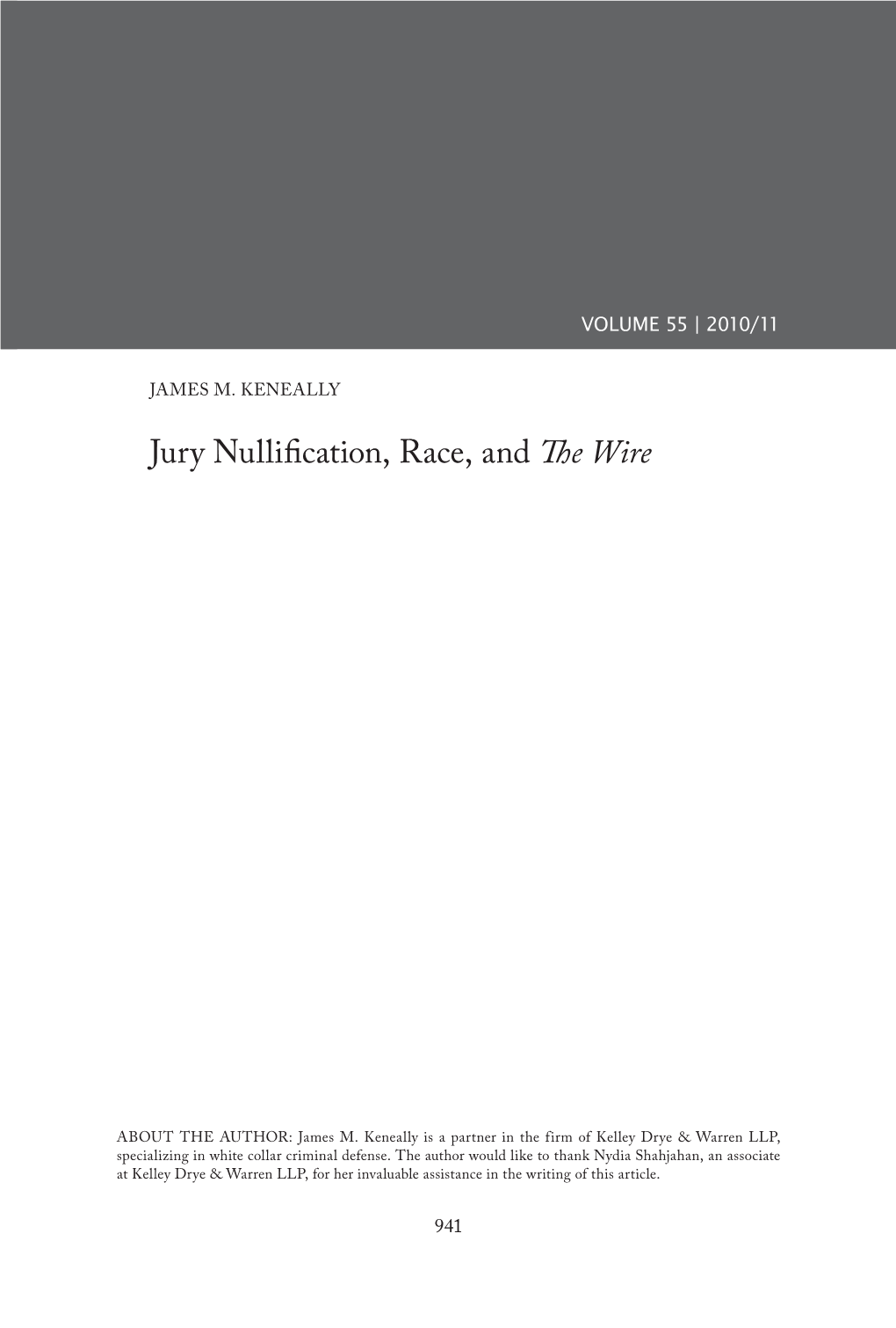Jury Nullification, Race, and the Wire