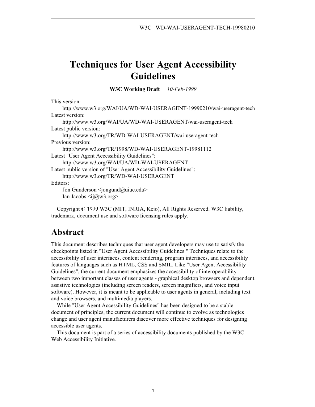 Techniques for User Agent Accessibility Guidelines