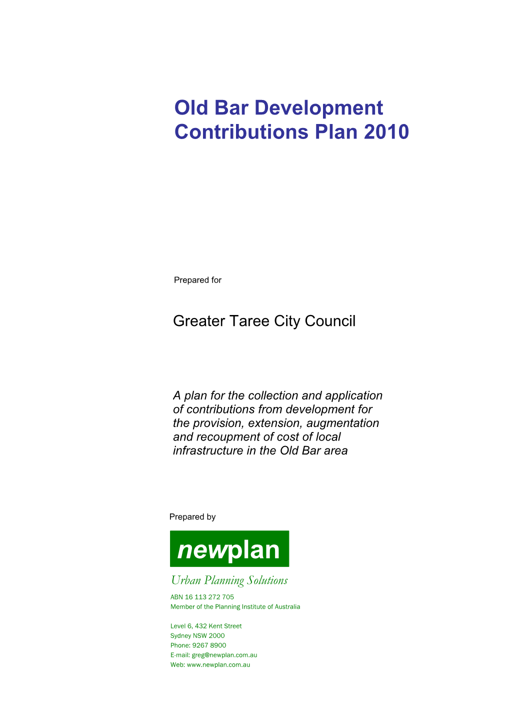 Orange Development Contributions Plan 2010