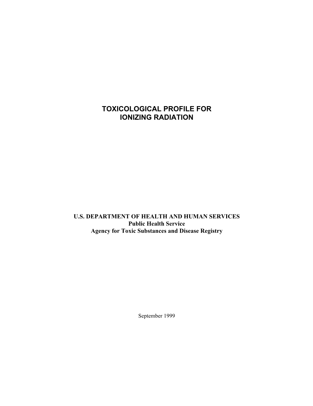 Toxicological Profile for Ionizing Radiation