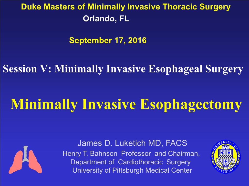 Minimally Invasive Esophagectomy