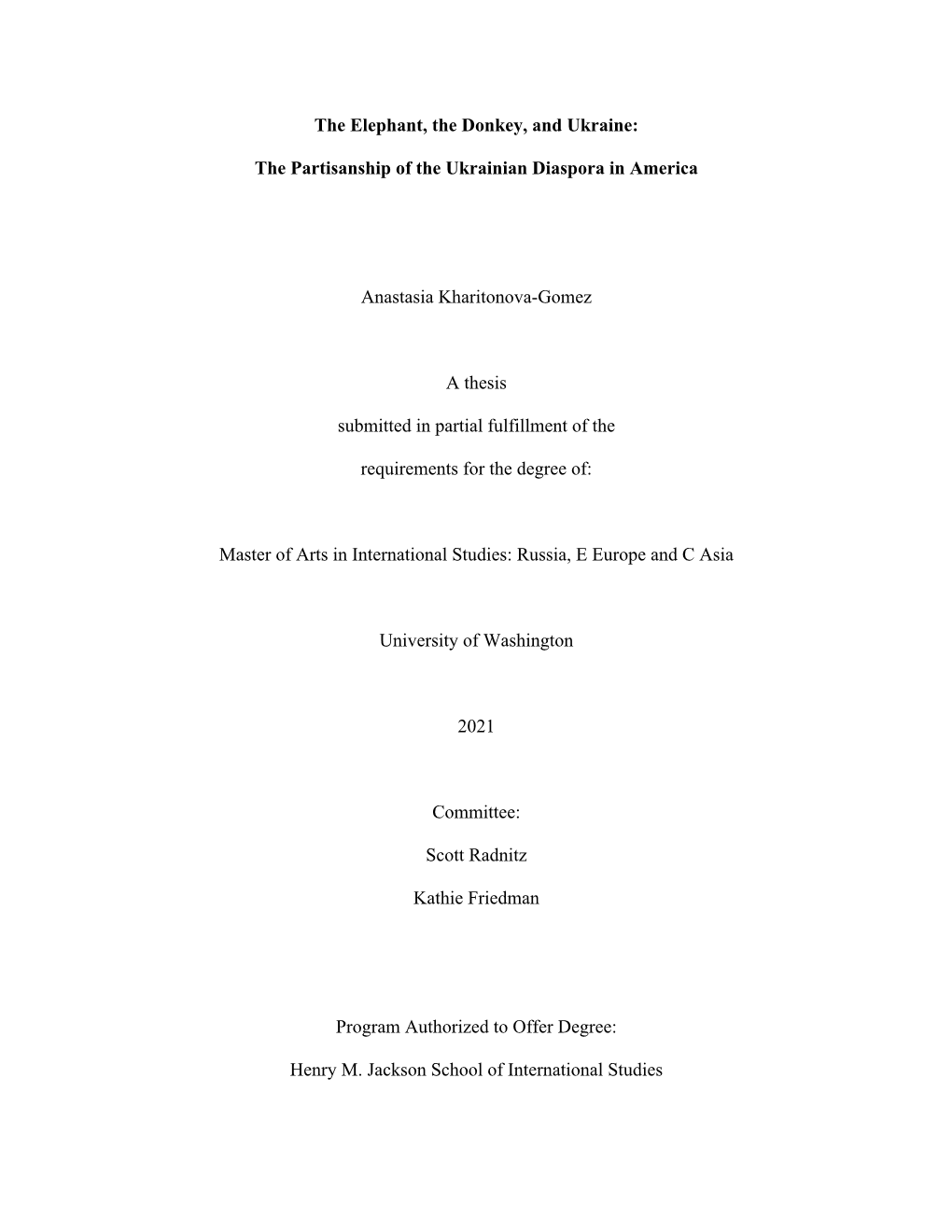 The Elephant, the Donkey, and Ukraine: the Partisanship of The