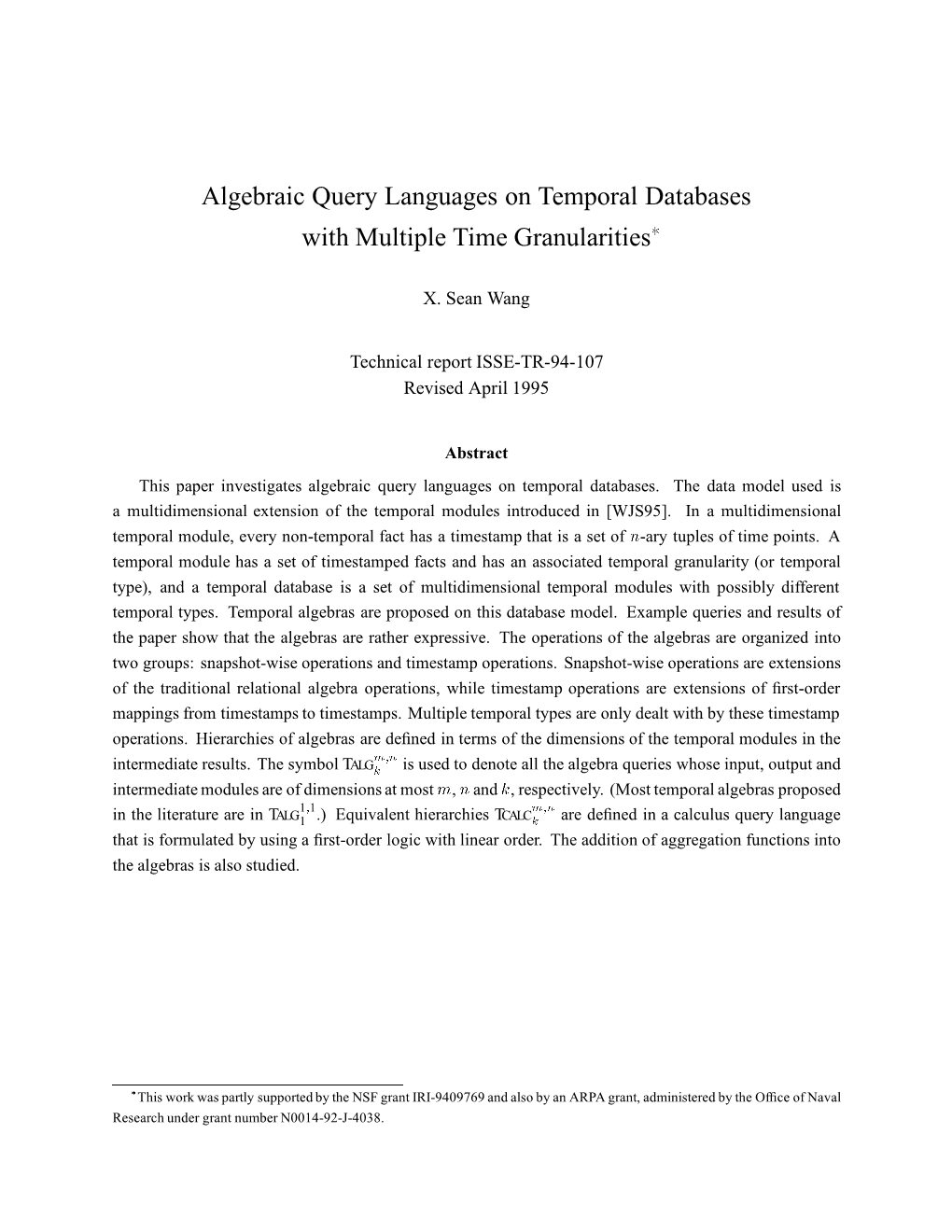 Algebraic Query Languages on Temporal Databases