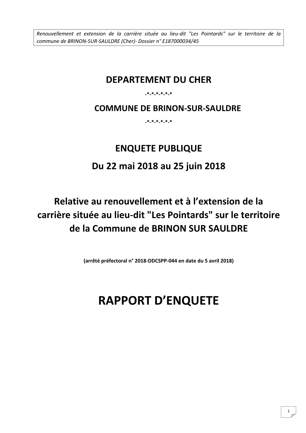 Rapport D'enquete