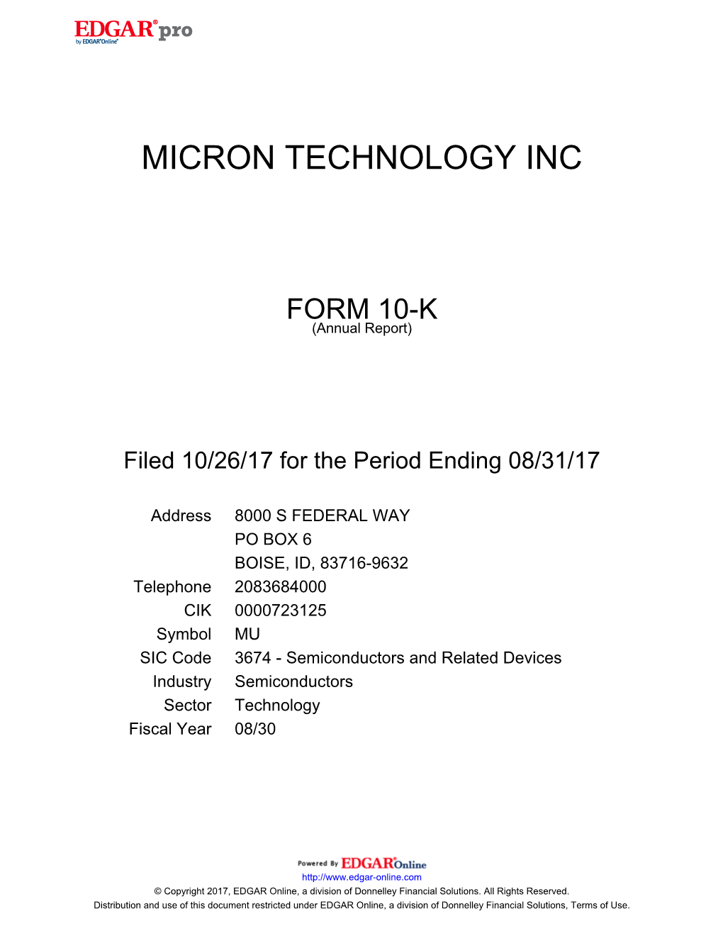 Micron Technology Inc