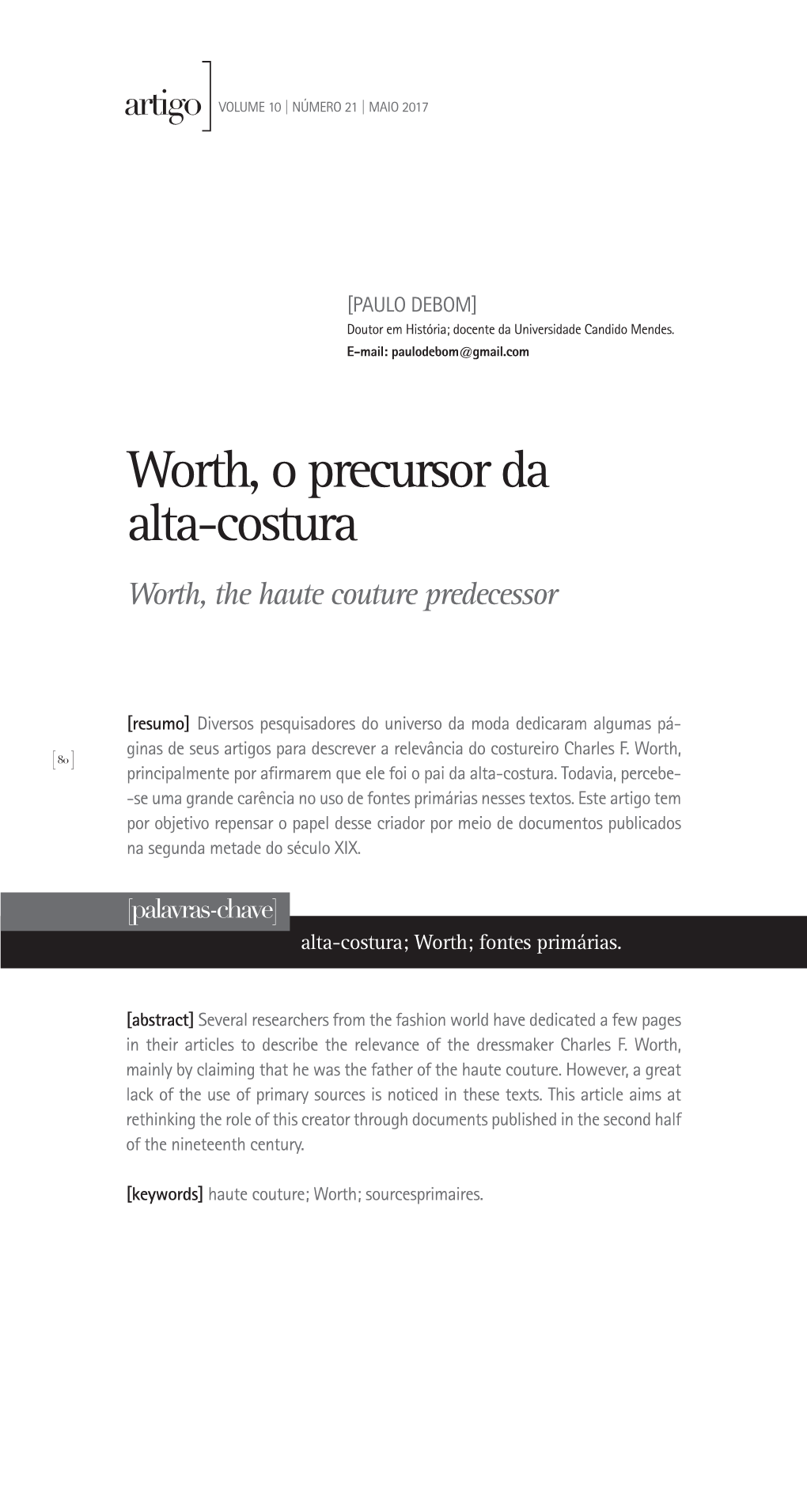 Worth, O Precursor Da Alta-Costura Worth, the Haute Couture Predecessor